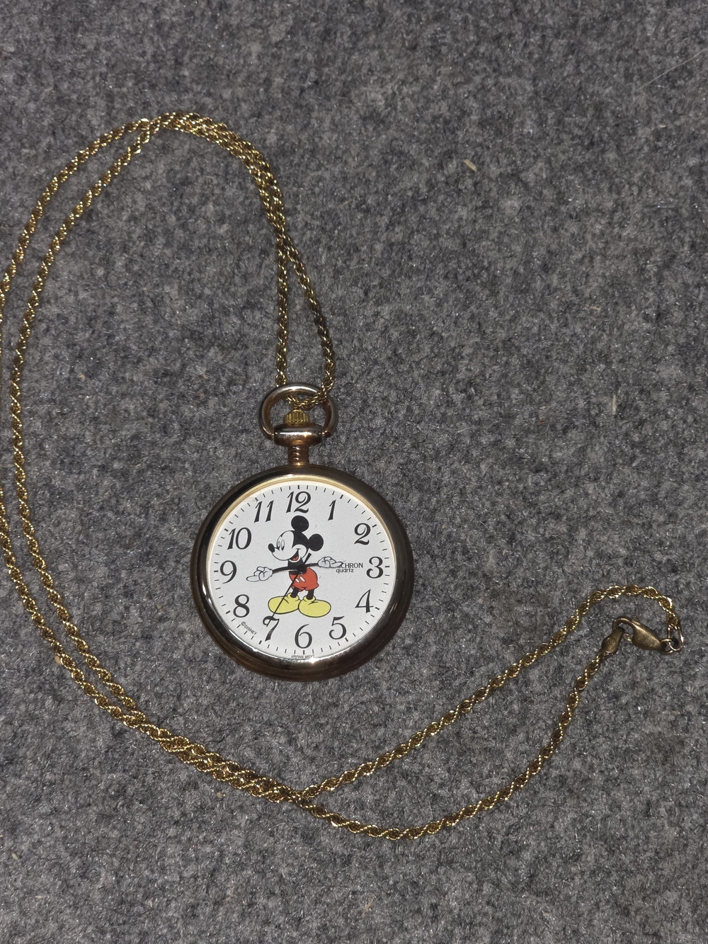 Mickey Mouse Pocket Watch Necklace - Gold Tone